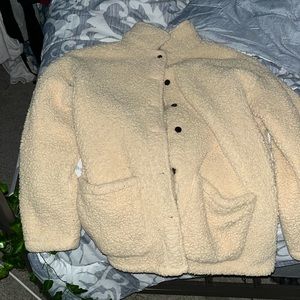 beige wooly jacket